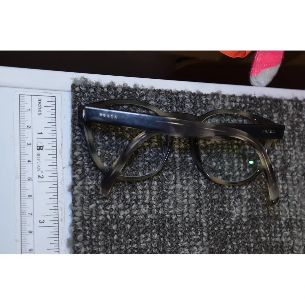 Prada VPR 16T USI-1O1 Round Black Tortoise Eyeglasses 52 18 140 Italy